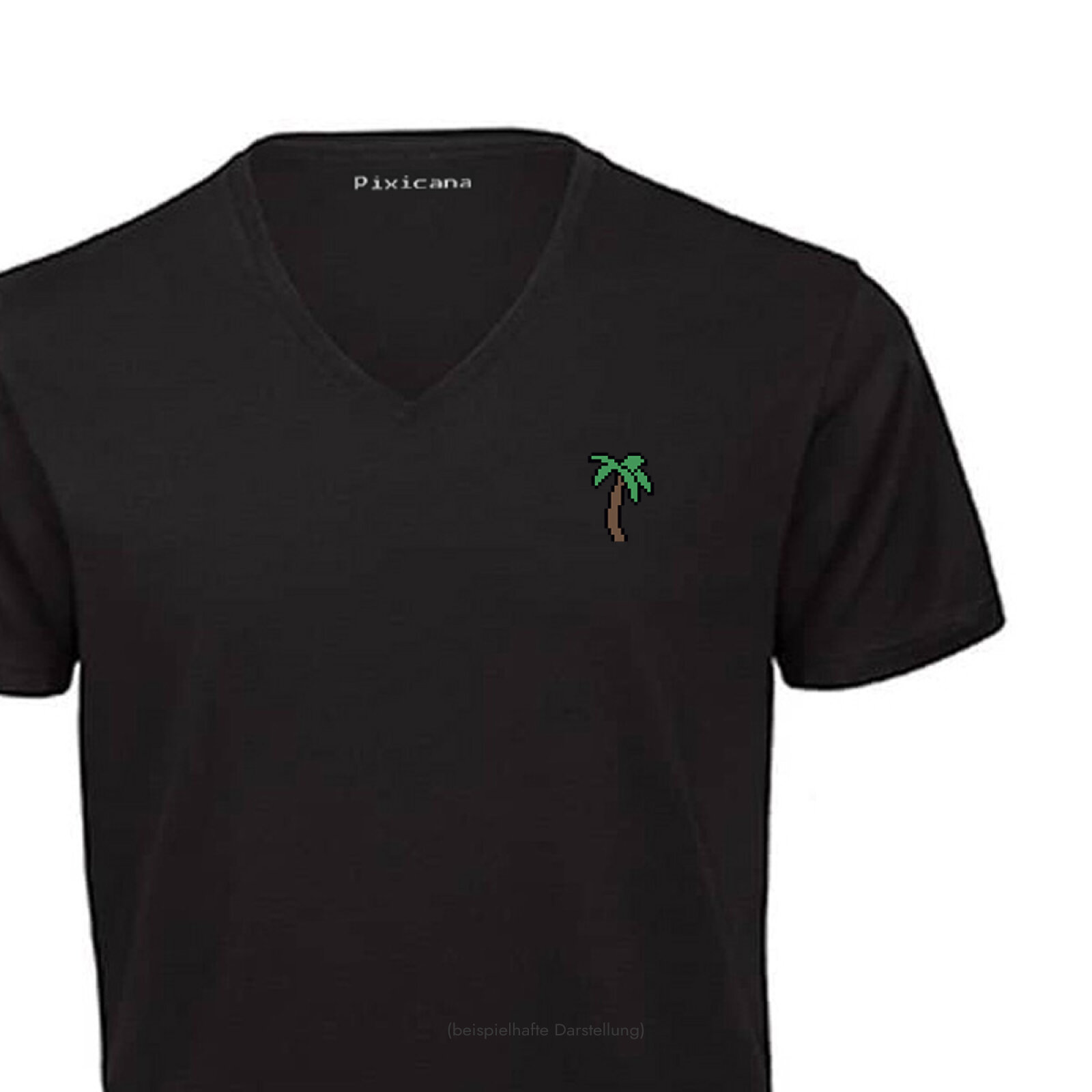 Motive: [Motiv: Palme] Männer | T-Shirt, V-Ausschnitt, schwarz, XS