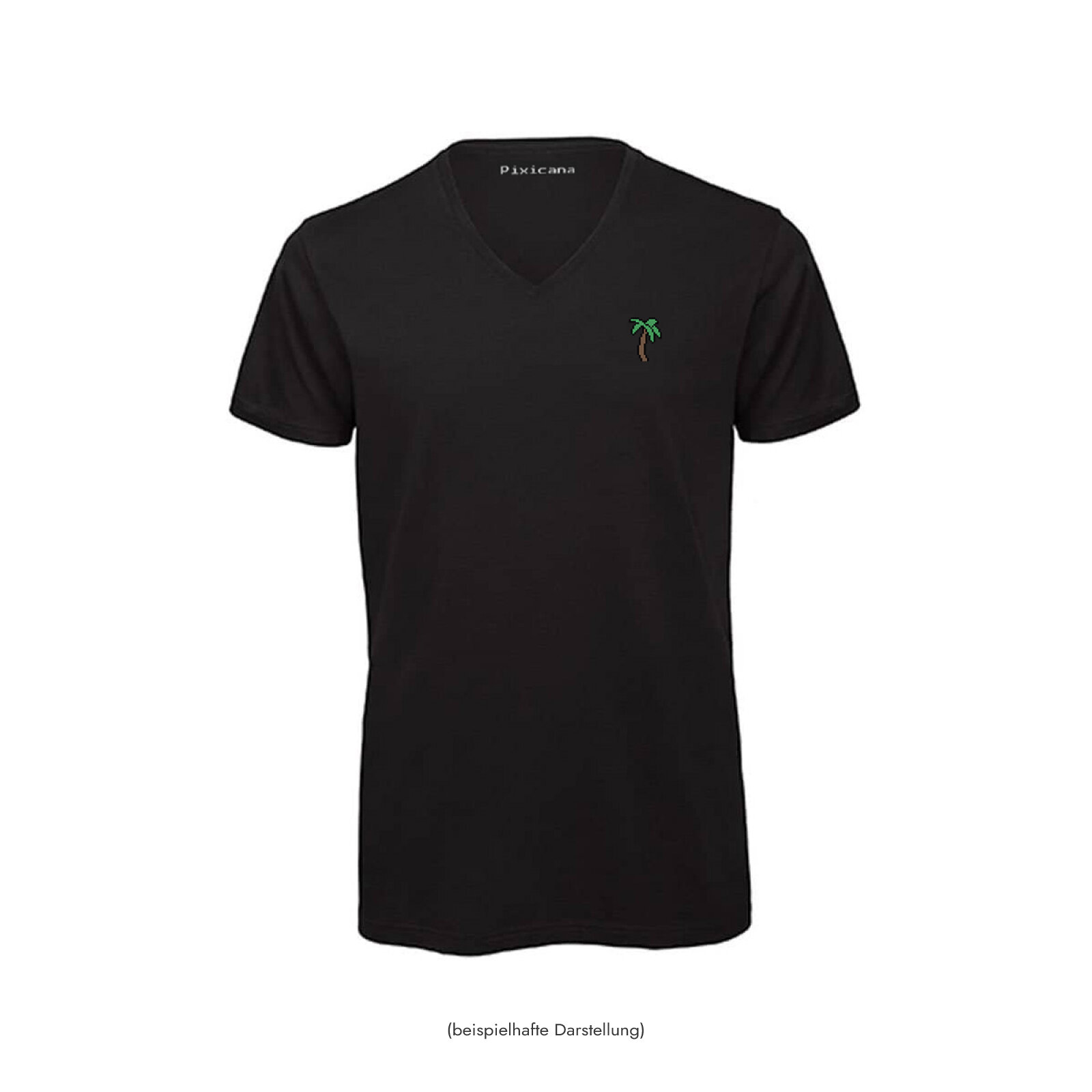 Motive: [Motiv: Palme] Männer | T-Shirt, V-Ausschnitt, schwarz, XS