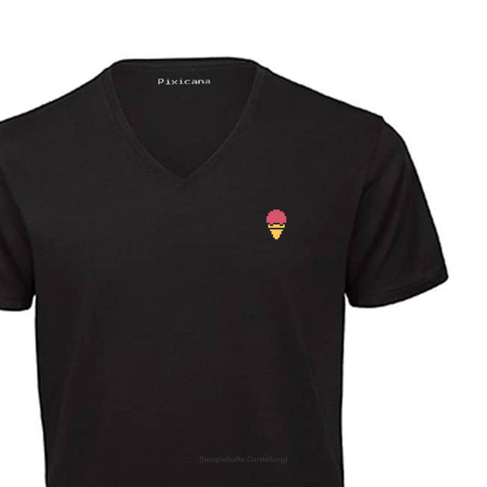 Motive: [Motiv: Eis] Männer | T-Shirt, V-Ausschnitt, schwarz, XS