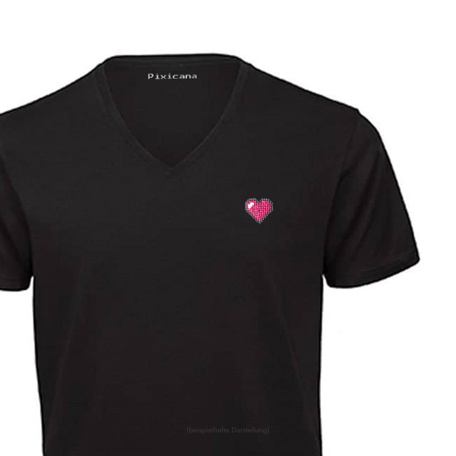 Motive: [Motiv: Herz (pink)] Männer | T-Shirt, V-Ausschnitt, schwarz, XS