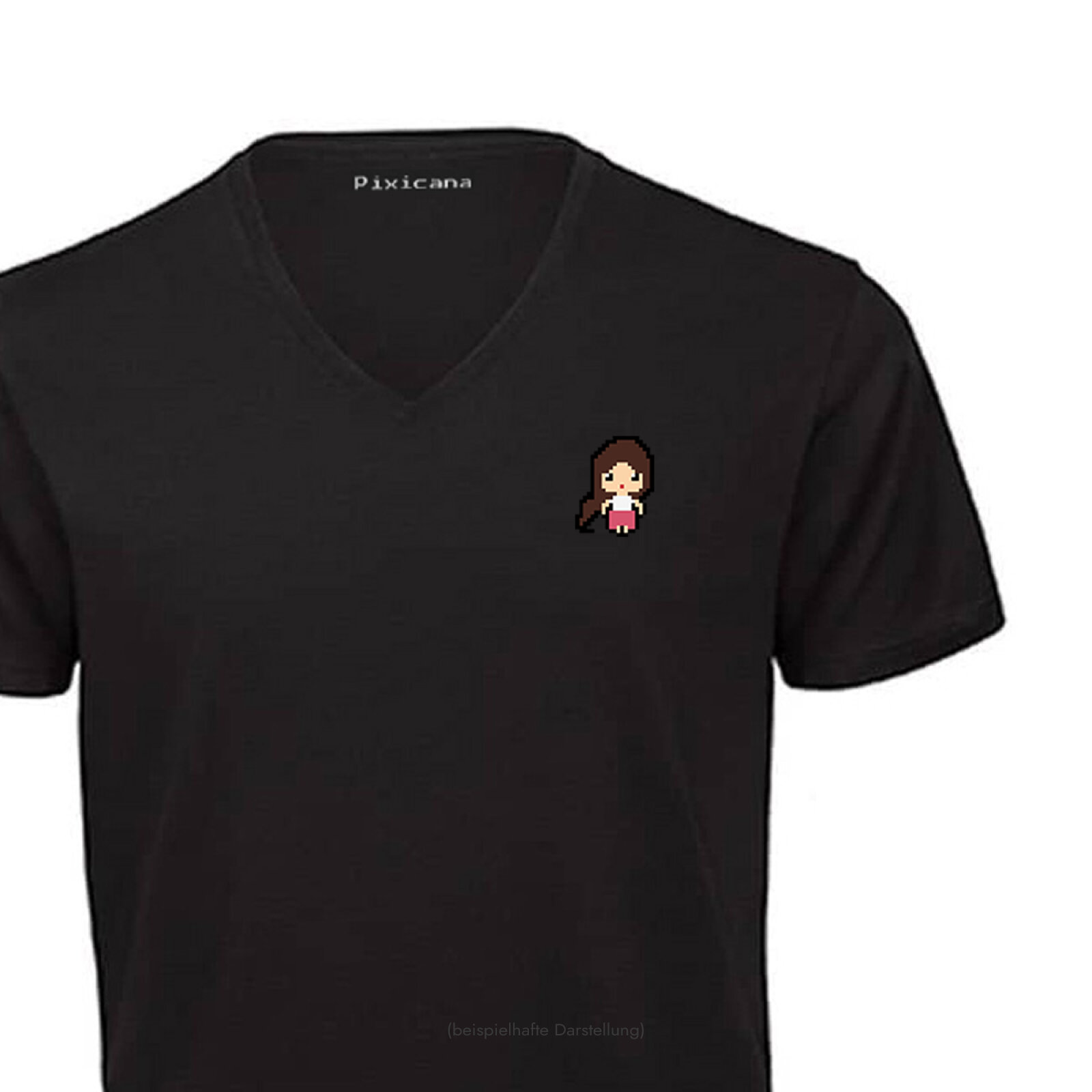 Motive: [Motiv: Girl] Männer | T-Shirt, V-Ausschnitt, schwarz, XS