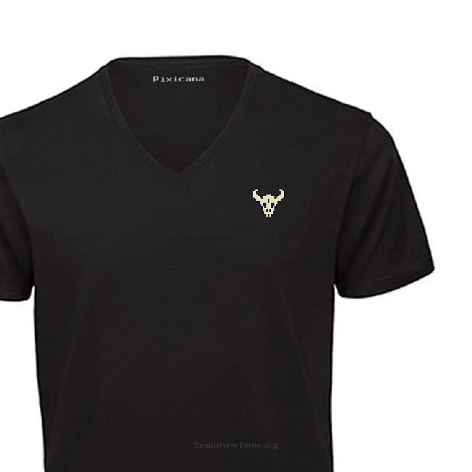 Motive: [Motiv: Rinder Schädel] Männer | T-Shirt, V-Ausschnitt, schwarz, XS