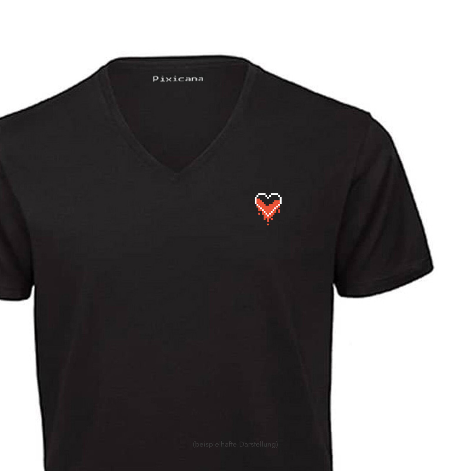 Motive: [Motiv: Bleeding Heart (rot)] Männer | T-Shirt, V-Ausschnitt, schwarz, XS