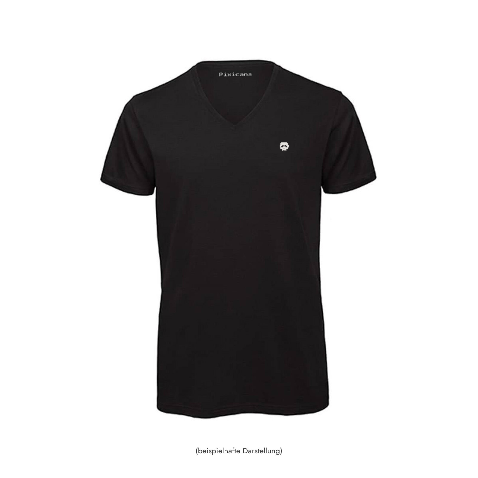 Motive: [Motiv: Classic Skull] Männer | T-Shirt, V-Ausschnitt, schwarz, XS