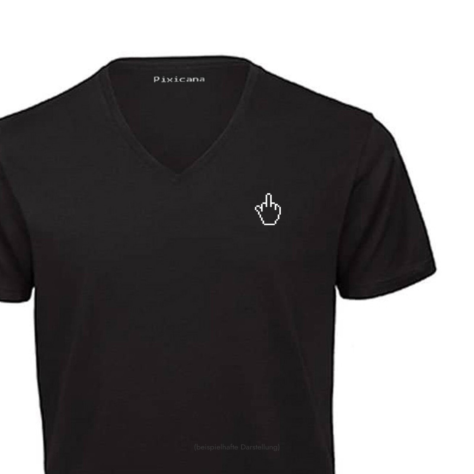 Motive: [Motiv: Classic Mittelfinger] Männer | T-Shirt, V-Ausschnitt, schwarz, XS