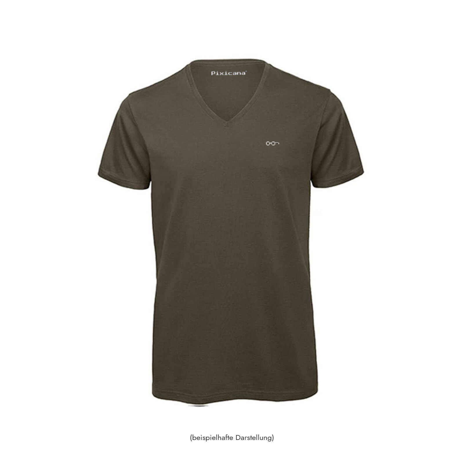 Motive: [Motiv: Classic Brille] Männer | T-Shirt, V-Ausschnitt, khaki, S