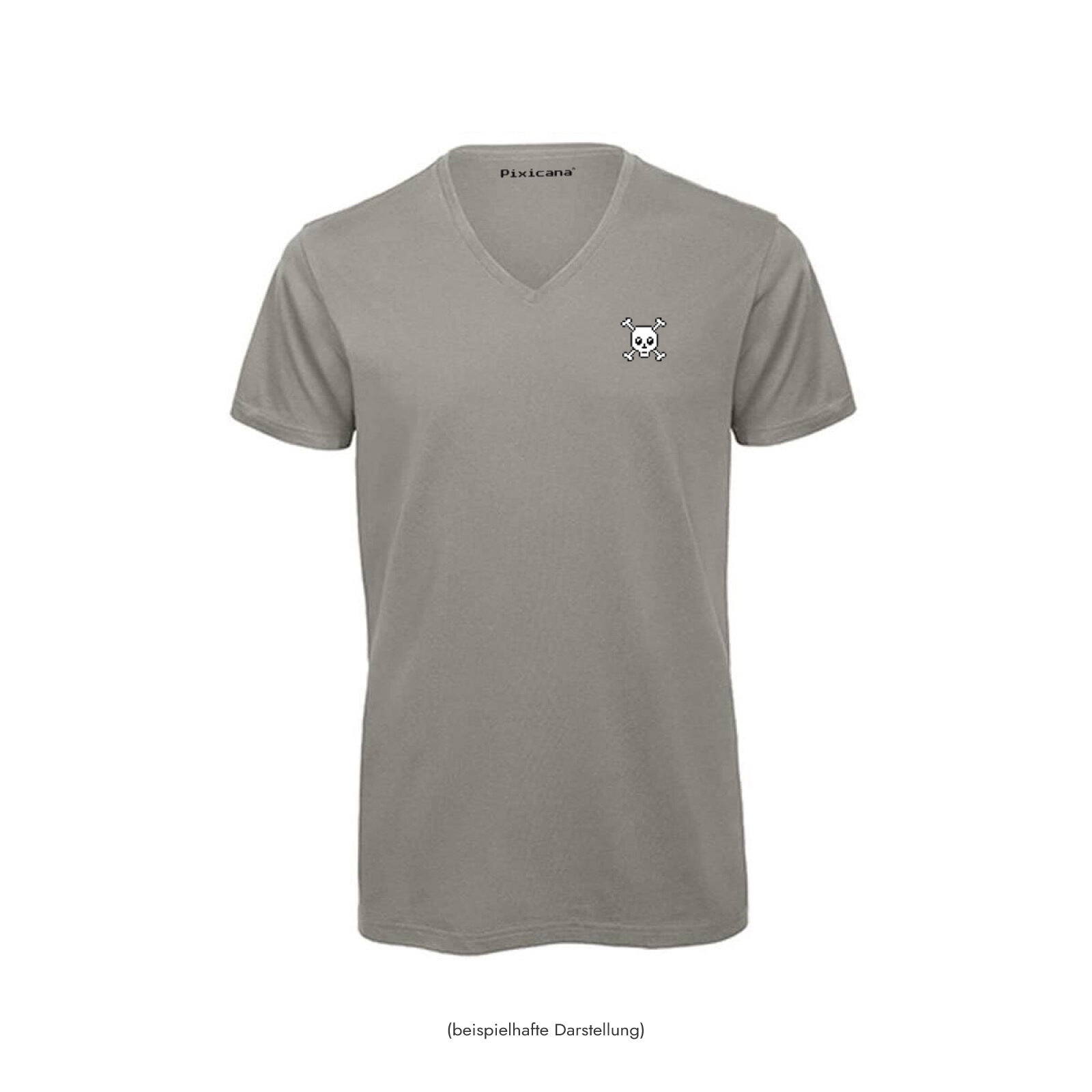Motive: [Motiv: Totenkopf] Männer | T-Shirt, V-Ausschnitt, hellgrau, M