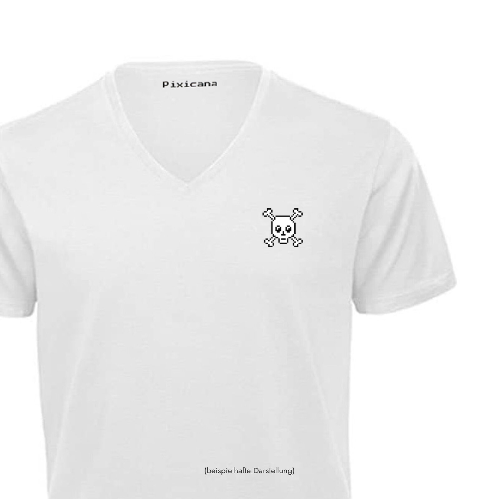 Motive: [Motiv: Totenkopf] Männer | T-Shirt, V-Ausschnitt, weiß, S