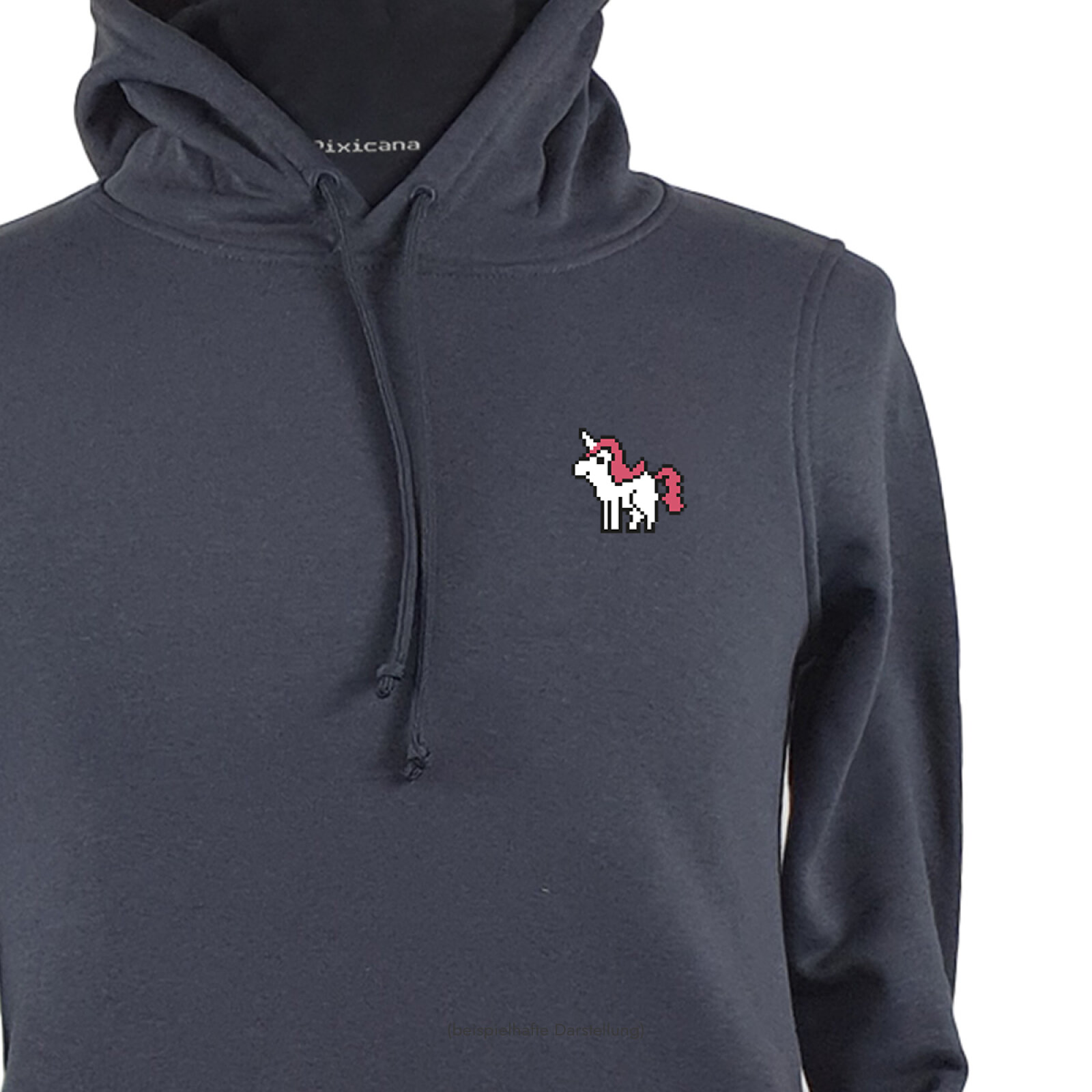 Motive: [Motiv: Einhorn (rosa Fell)] Männer | Hoodie, asphalt, XS