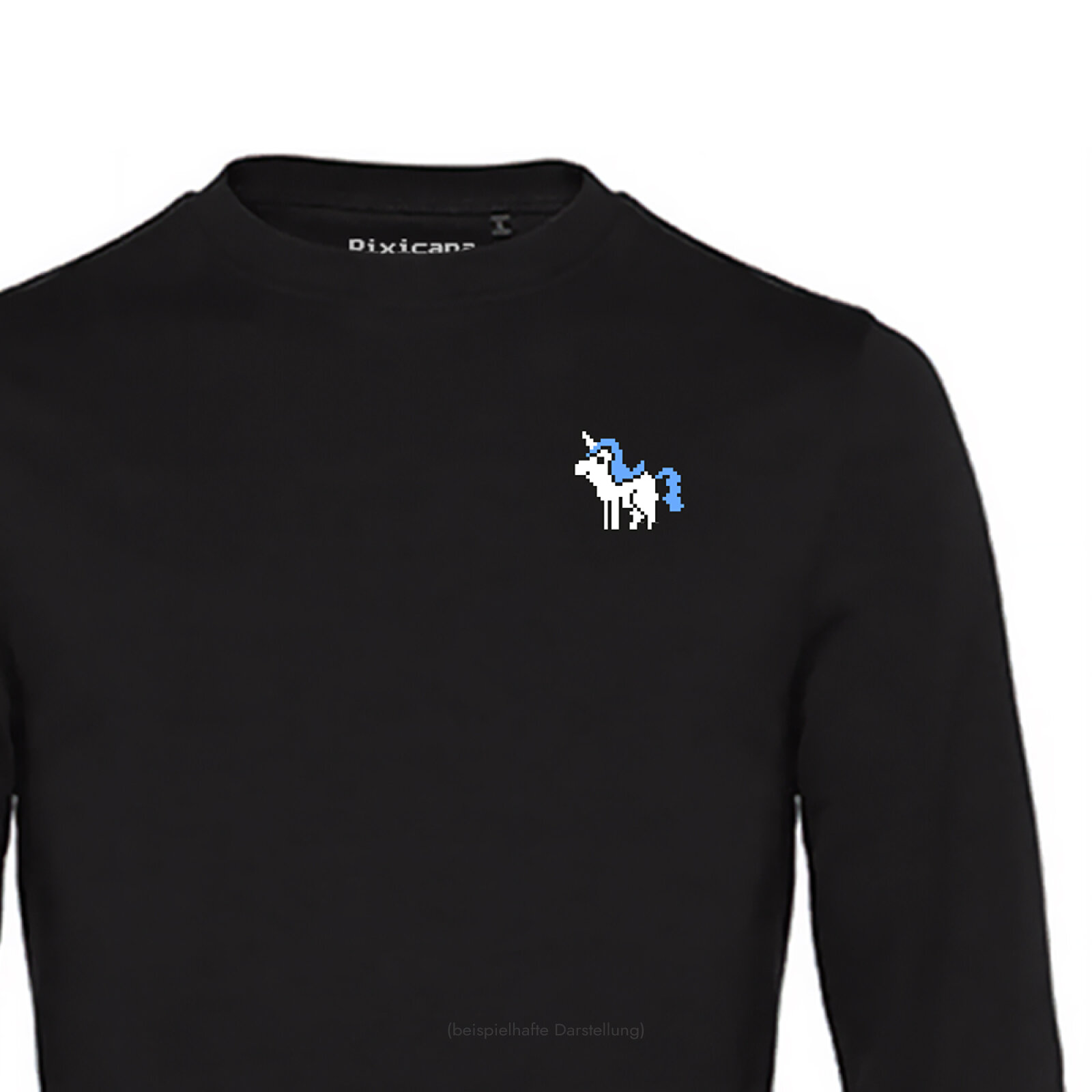 Motive: [Motiv: Einhorn (blaues Fell)] Männer | Sweatshirt, schwarz, L