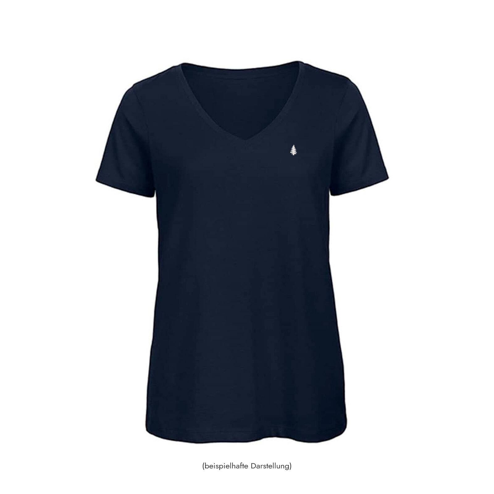 Motive: [Motiv: Classic Tannenbaum] Frauen | T-Shirt, V-Ausschnitt, dunkelblau / navy, L