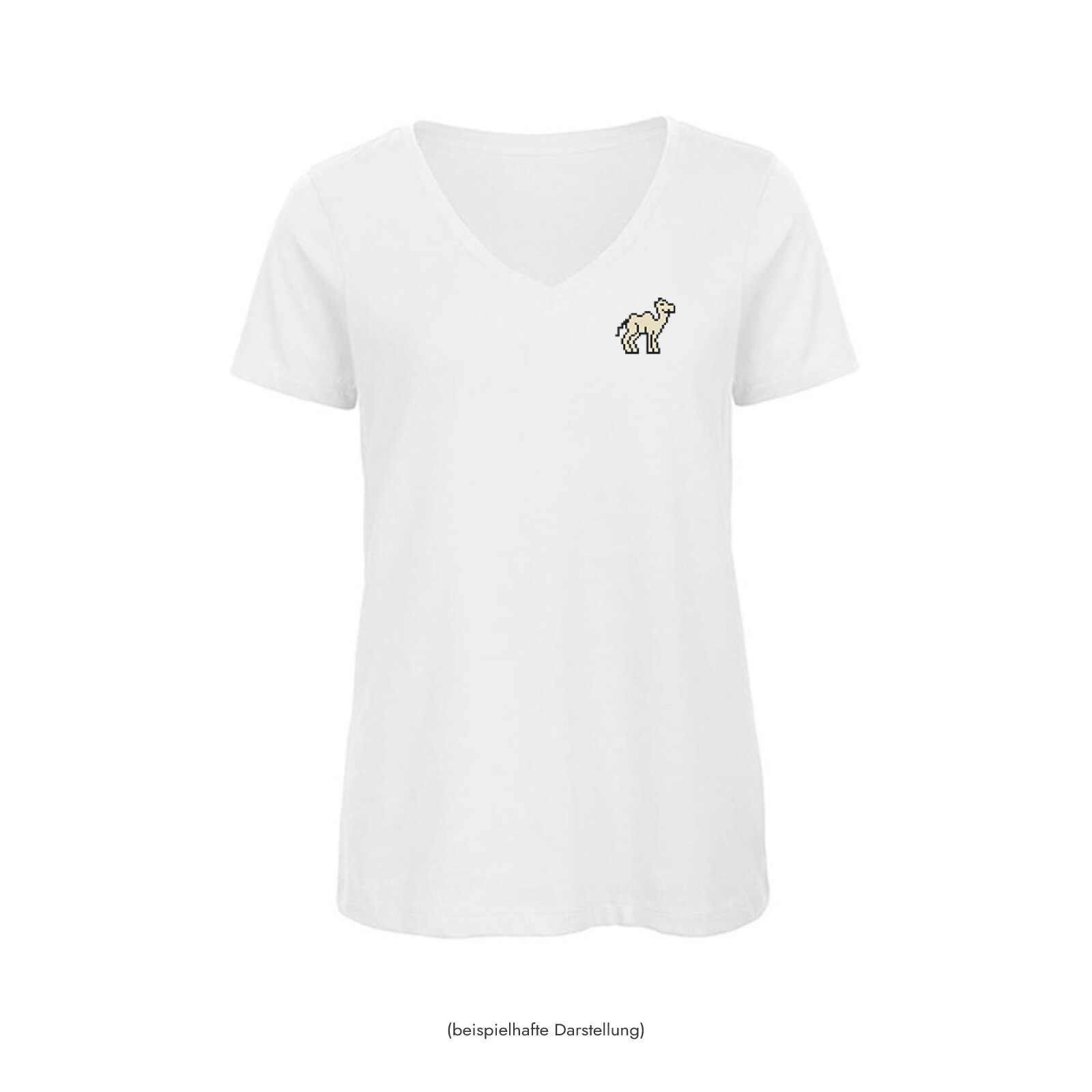 Motive: [Motiv: Kamel] Frauen | T-Shirt, V-Ausschnitt, weiß, XXL