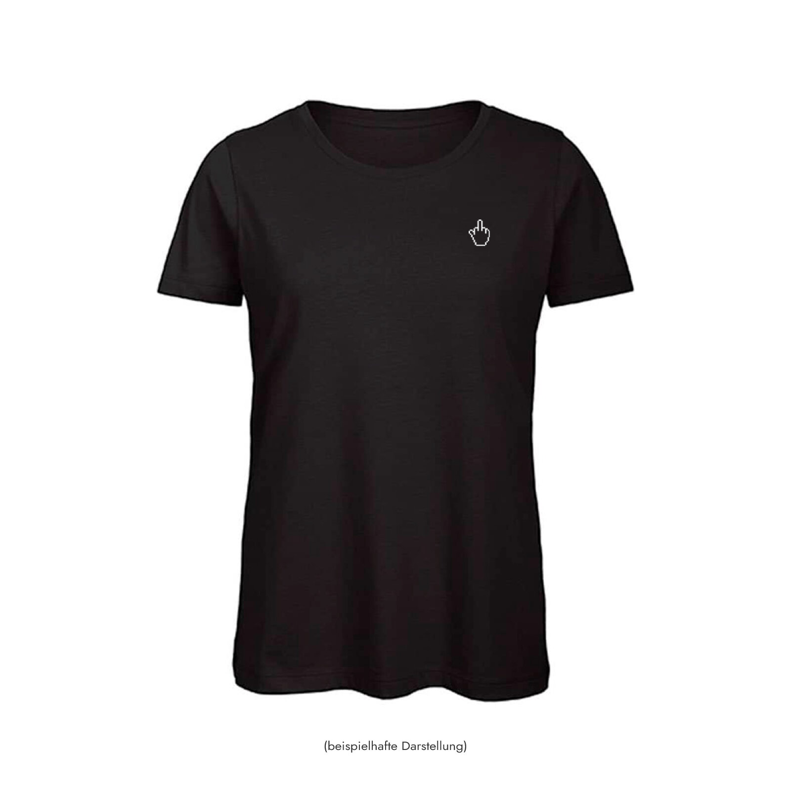 Motive: [Motiv: Classic Mittelfinger] Frauen | T-Shirt, Rundhals, schwarz, M