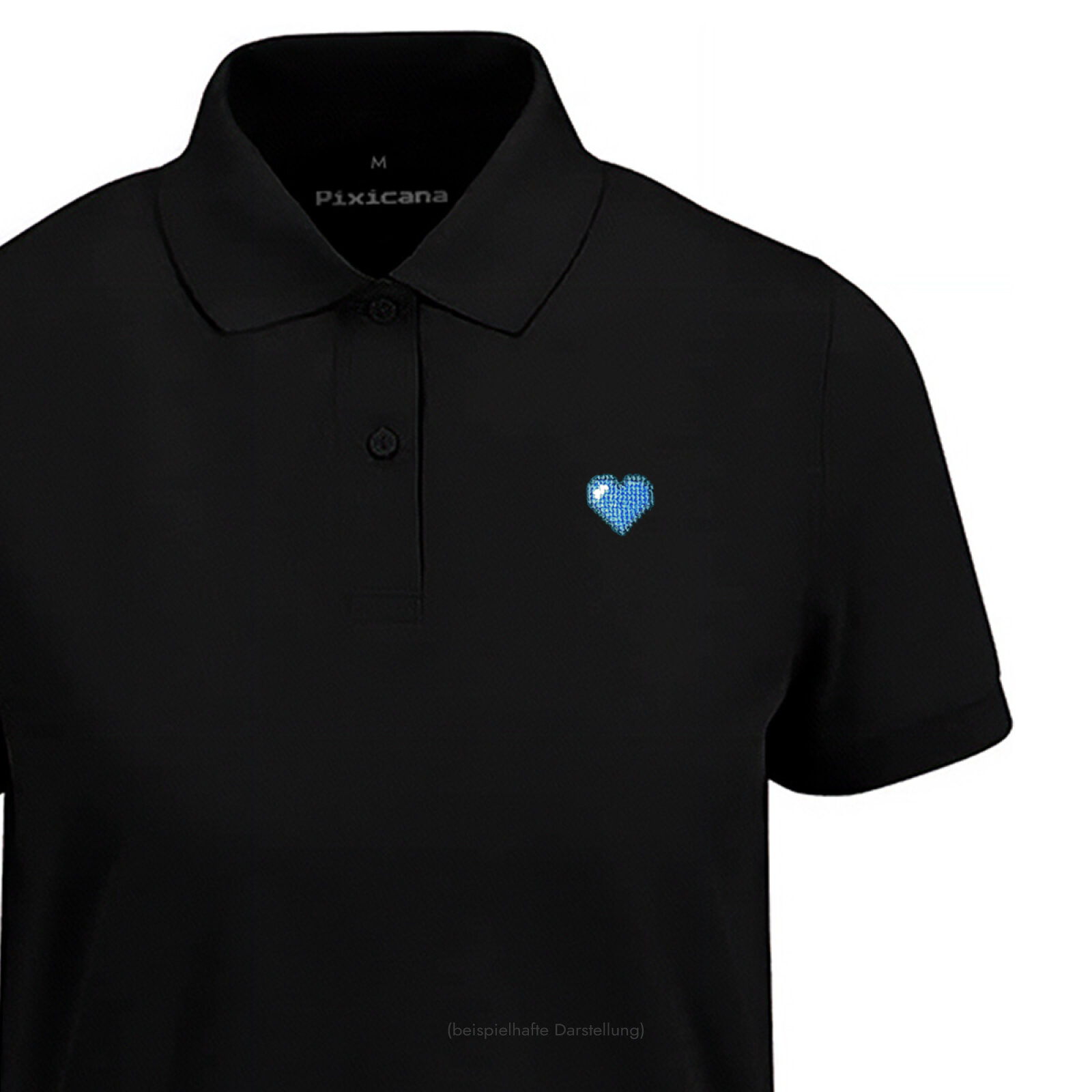 Motive: [Motiv: Herz (blau)] Frauen | Polo, schwarz, S
