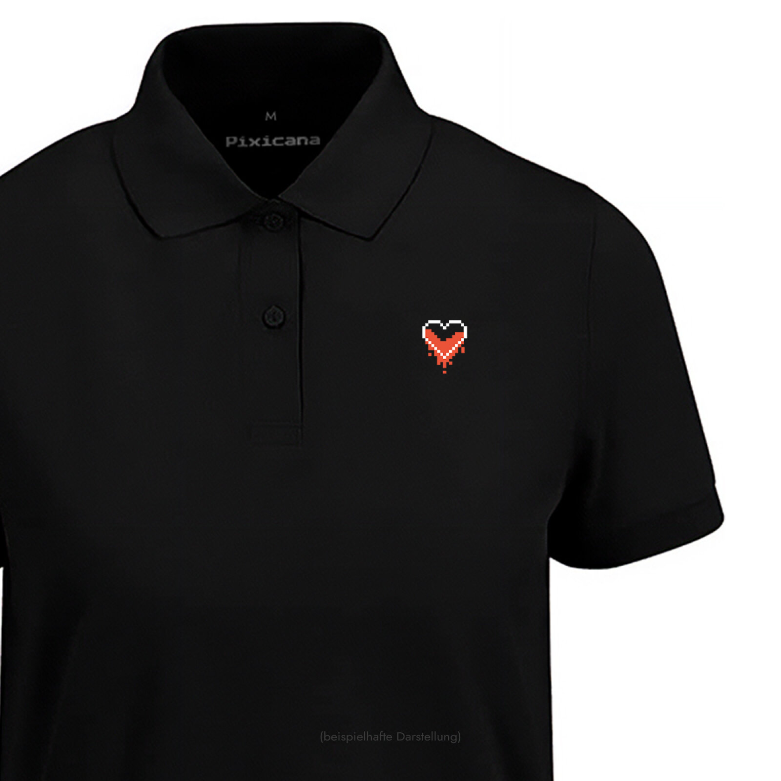 Motive: [Motiv: Bleeding Heart (rot)] Frauen | Polo, schwarz, M